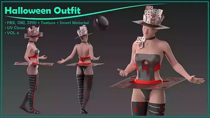 female Halloween outfit with texture and smart material-vol4