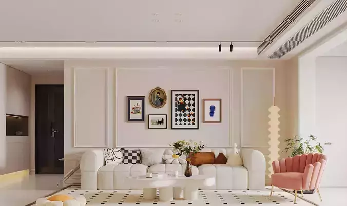 Modern living room dining room interior scenes 268