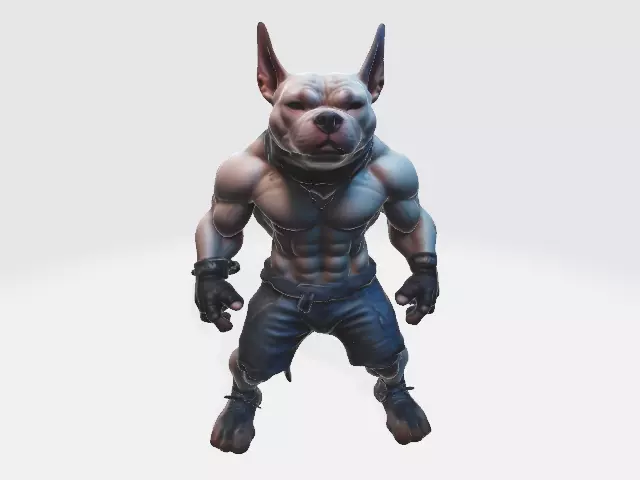 pitbull dog fighter Low-poly 3D model