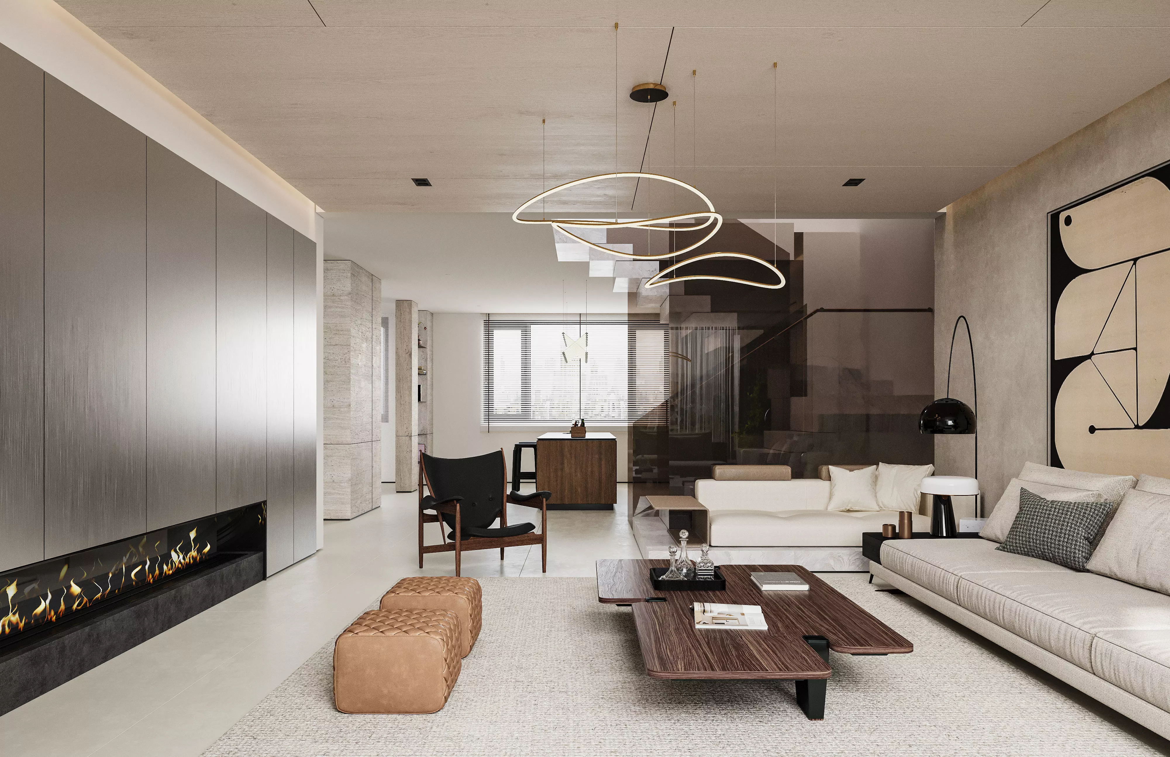Modern living room dining room interior scenes 274 3D model