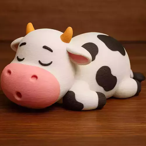 Sleeping Cow Figurine
