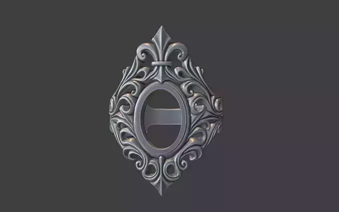 ornamental scrollwork gemstone ring silver