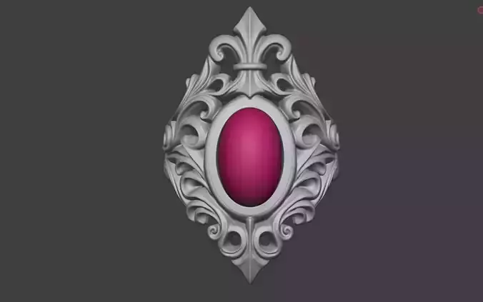 ornamental scrollwork gemstone ring silver