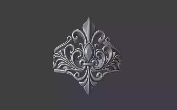 fleur de lis scrollwork silver ring
