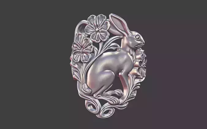 art nouveau floral Hare ring nature inspired