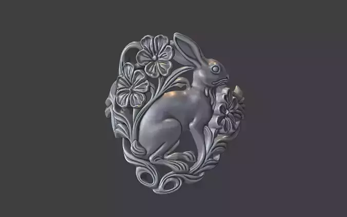 art nouveau floral Hare ring nature inspired