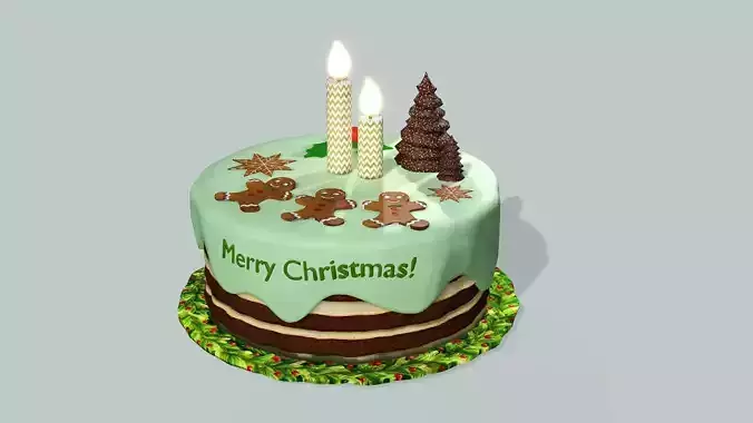 Merry Christmas Cake Low Poly 3D Model