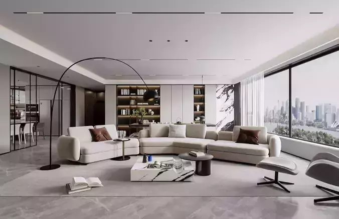 Modern living room dining room interior scenes 276