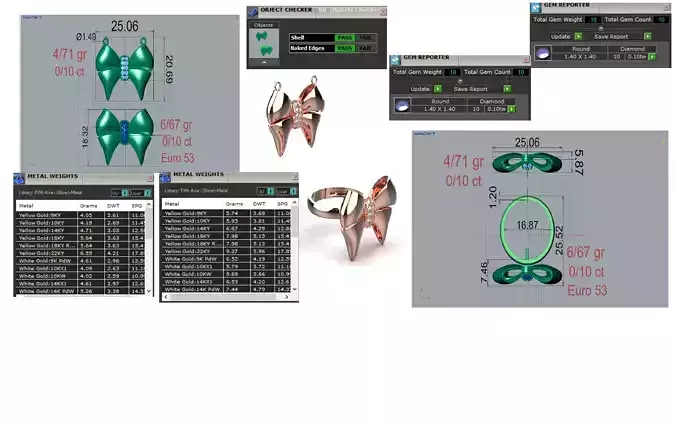 Halfset of ring and pendant jewelry with bow design model js0020