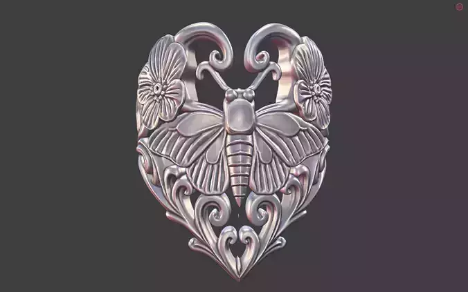 art nouveau floral Moth ring nature inspired