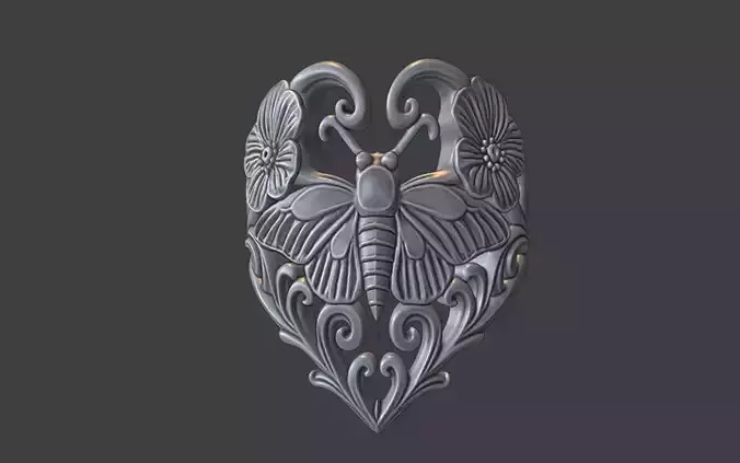 art nouveau floral Moth ring nature inspired