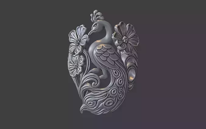 art nouveau floral peacock ring nature inspired v2