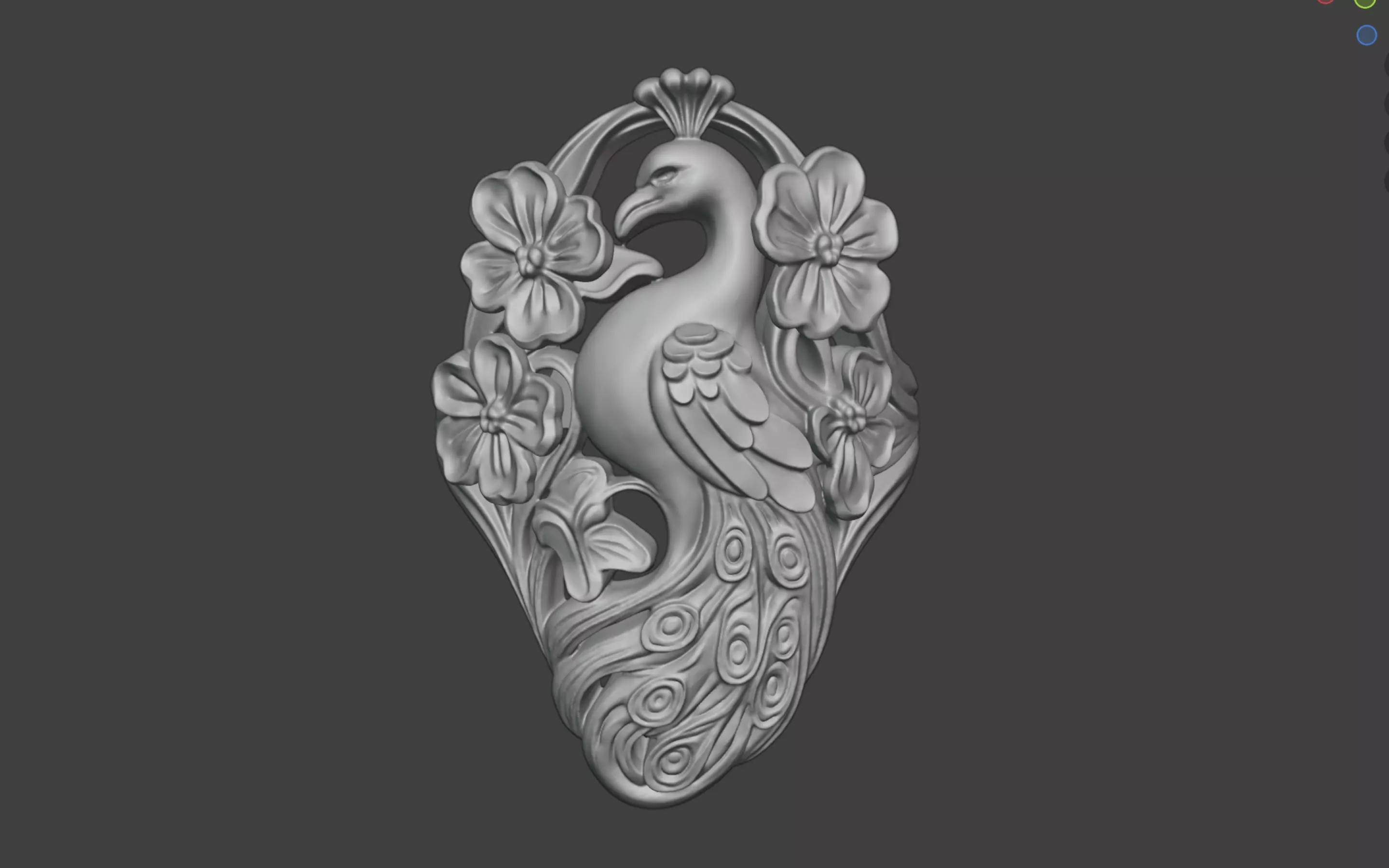 art nouveau floral peacock ring nature inspired v2 3D print model
