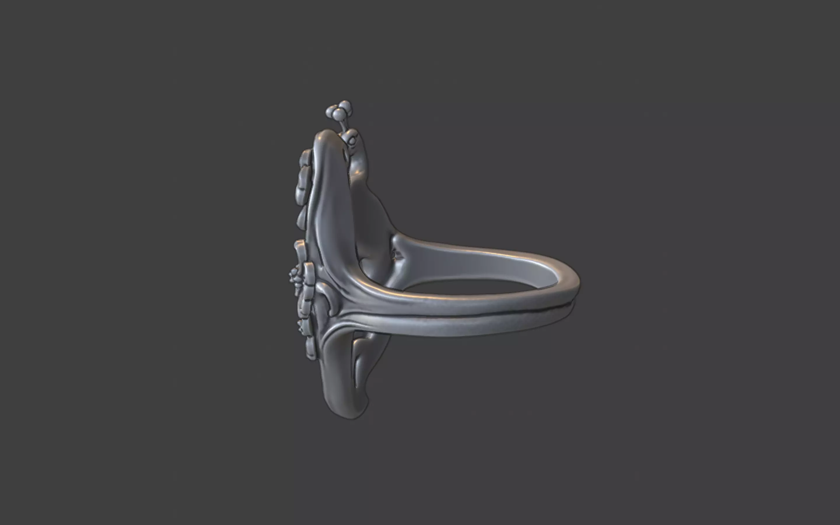art nouveau floral peacock ring nature inspired 3D print model_3