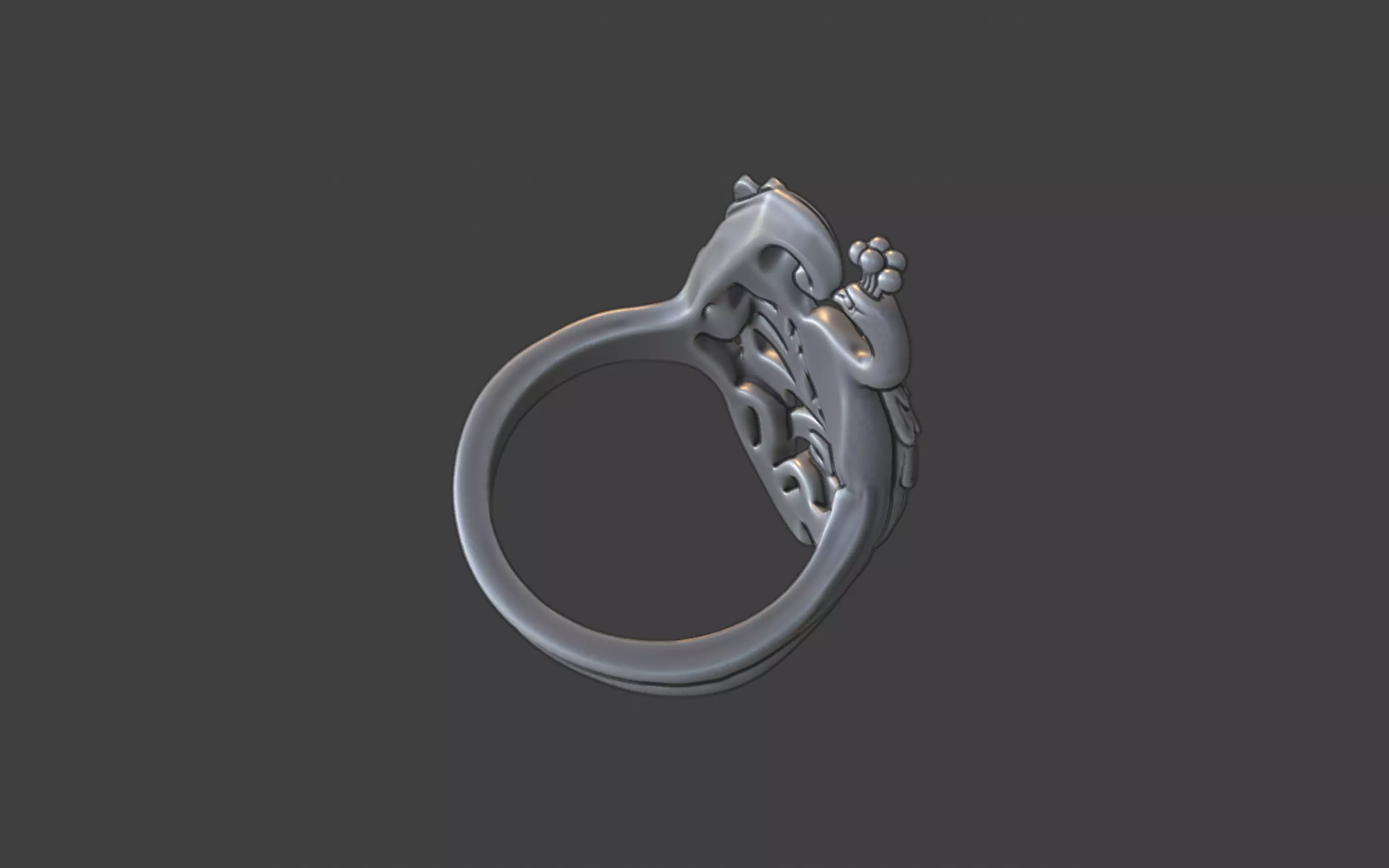 art nouveau floral peacock ring nature inspired 3D print model_17