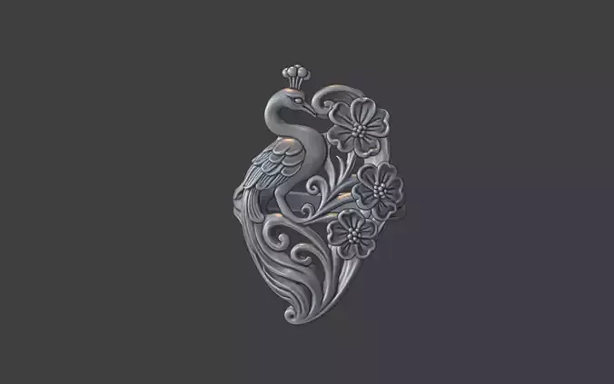 art nouveau floral peacock ring nature inspired