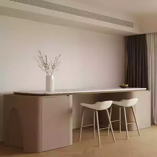 island counter with dining table and chairs