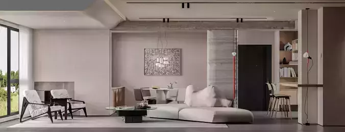 Modern living room dining room interior scenes 283