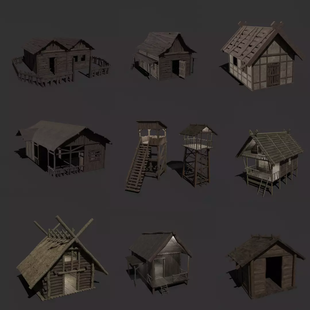 Generic Viking Orc House Pack Low Poly Models Low-poly 3D model_0