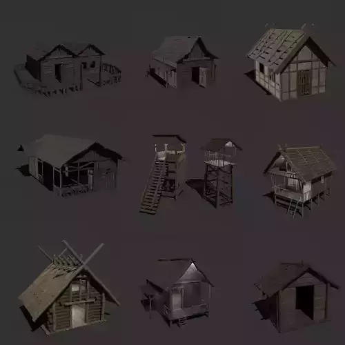 Generic Viking Orc House Pack Low Poly Models