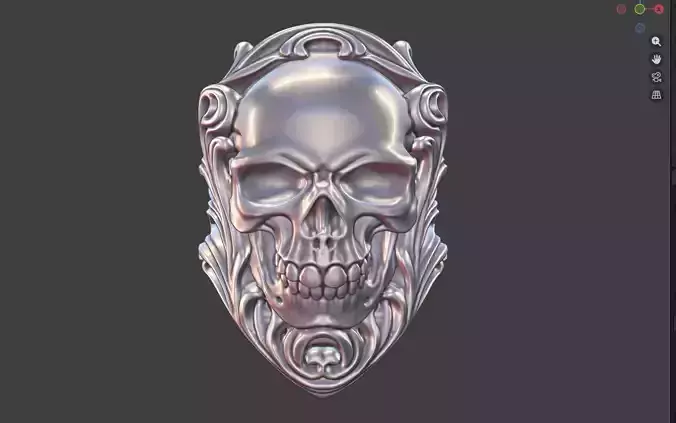 ornate silver human skull ring