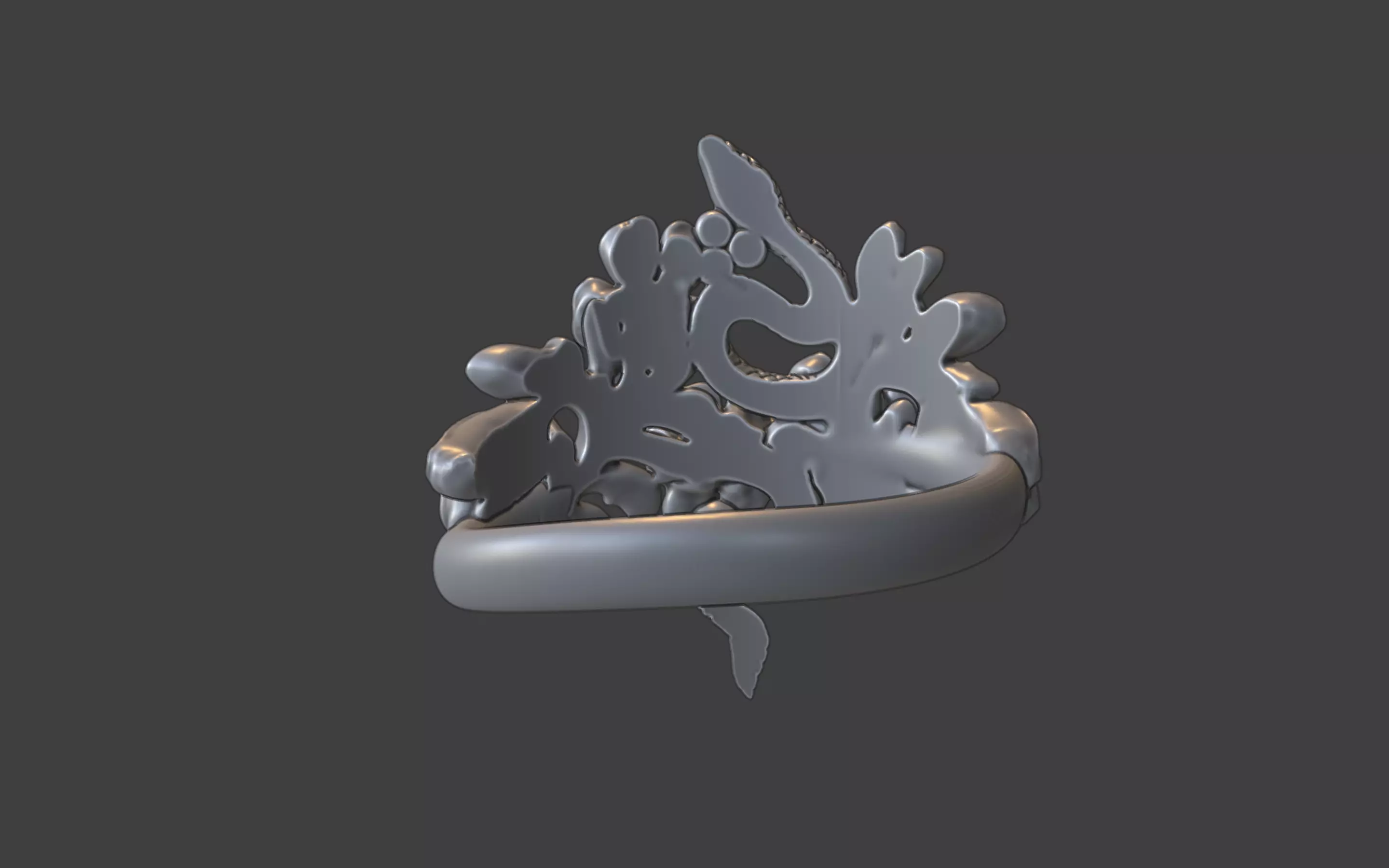 snake and flower ring v1 3D print model_5