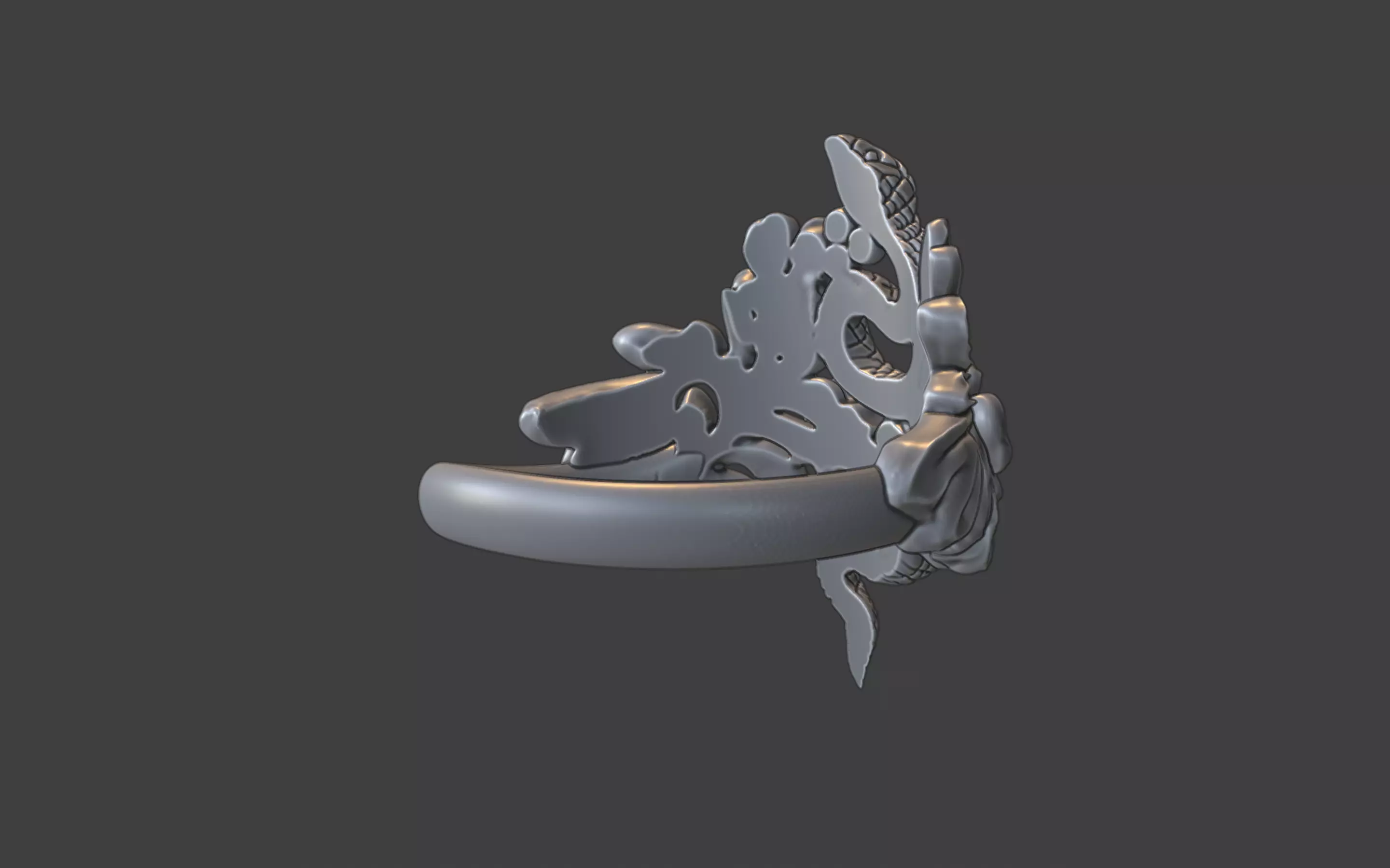 snake and flower ring v1 3D print model_6