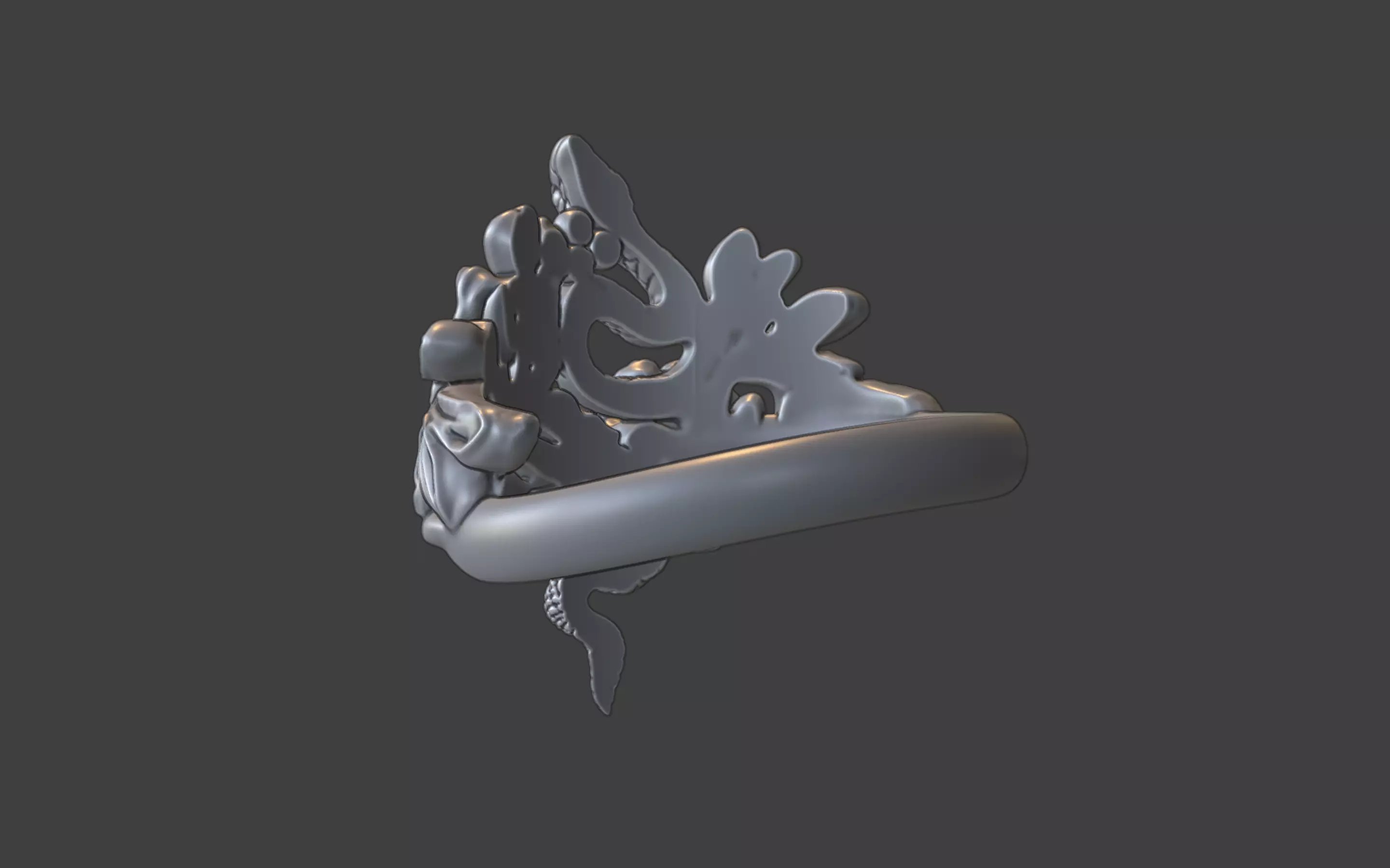 snake and flower ring v1 3D print model_16