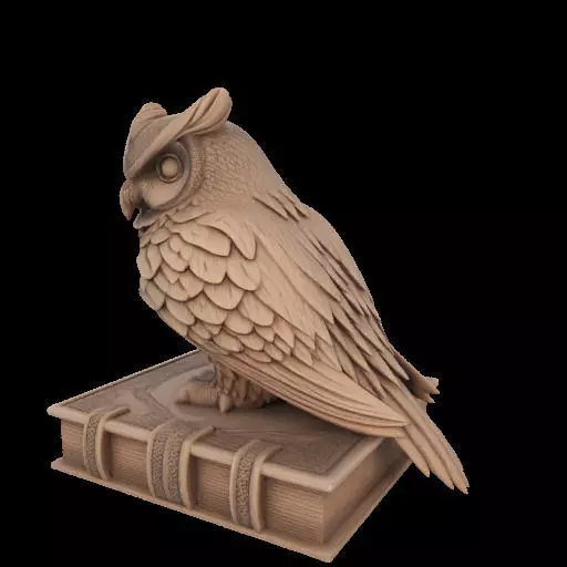 Wise Owl on Ancient Book 3D print model_14