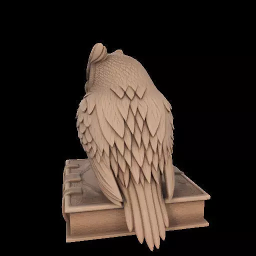 Wise Owl on Ancient Book 3D print model_9
