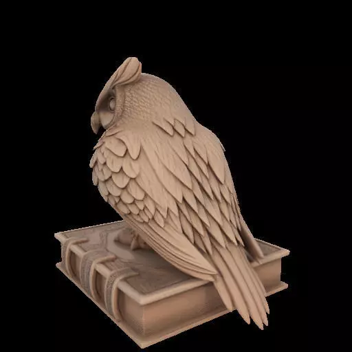 Wise Owl on Ancient Book 3D print model_11