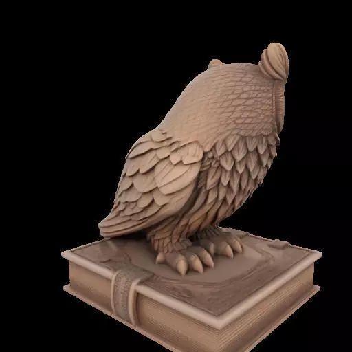 Wise Owl on Ancient Book 3D print model_25