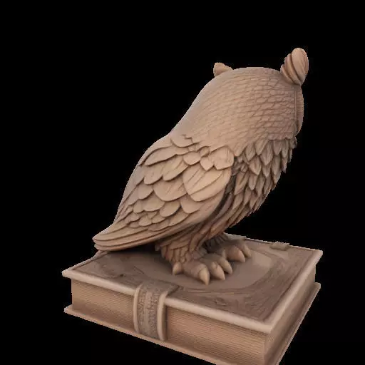 Wise Owl on Ancient Book 3D print model_26