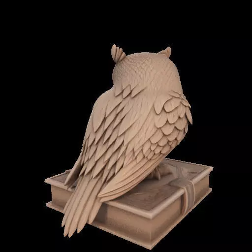 Wise Owl on Ancient Book 3D print model_5
