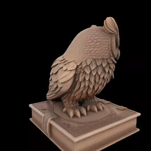 Wise Owl on Ancient Book 3D print model_24
