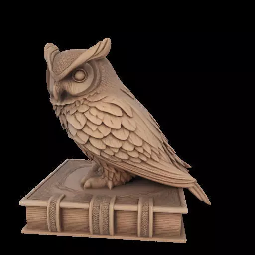 Wise Owl on Ancient Book 3D print model_16