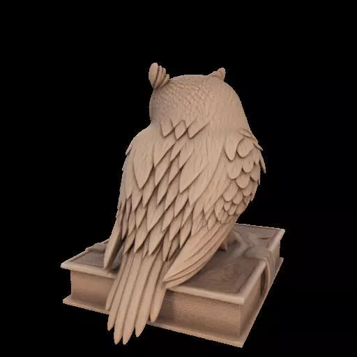 Wise Owl on Ancient Book 3D print model_6