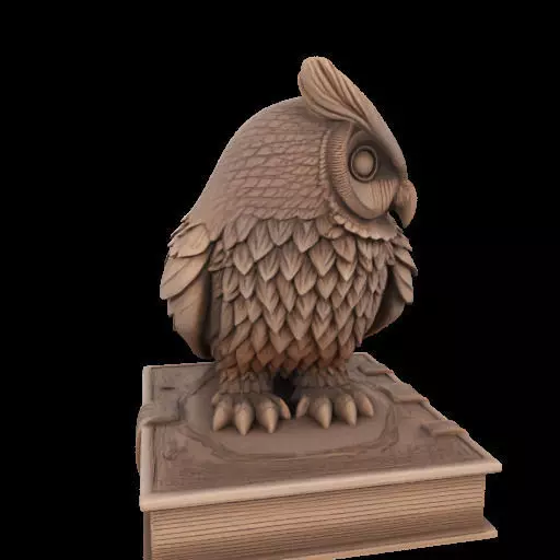 Wise Owl on Ancient Book 3D print model_2