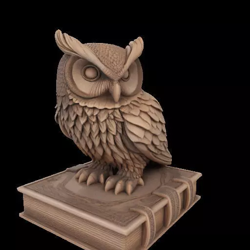 Wise Owl on Ancient Book 3D print model_21