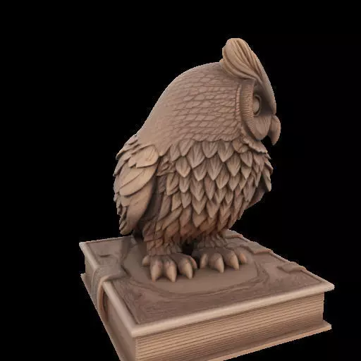 Wise Owl on Ancient Book 3D print model_13