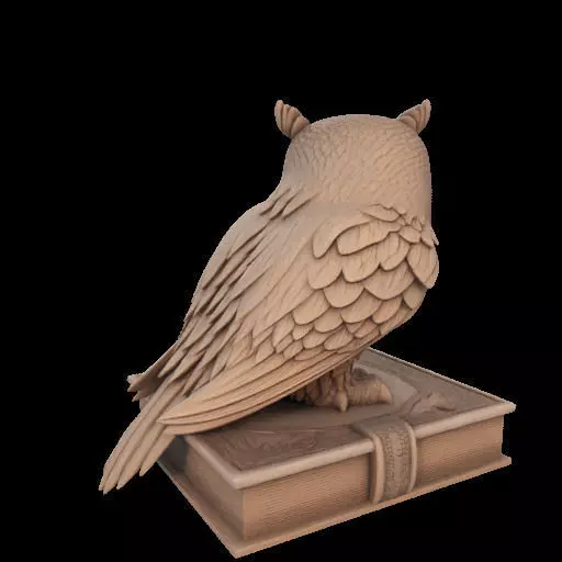 Wise Owl on Ancient Book 3D print model_3