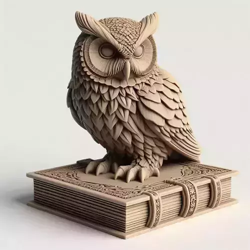 Wise Owl on Ancient Book