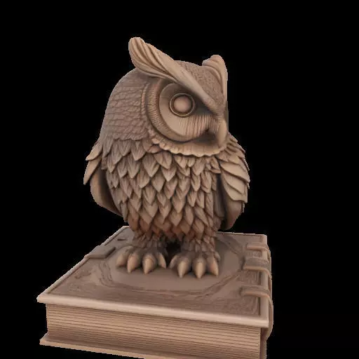 Wise Owl on Ancient Book 3D print model_23