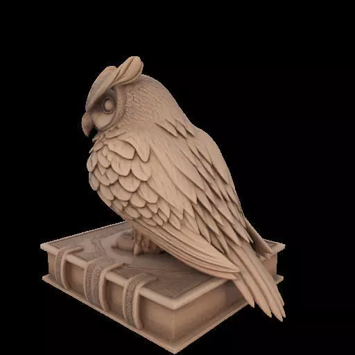 Wise Owl on Ancient Book 3D print model_12