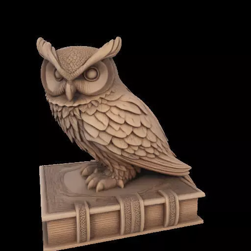 Wise Owl on Ancient Book 3D print model_18