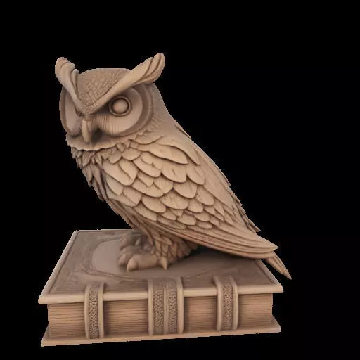 Wise Owl on Ancient Book 3D print model_17