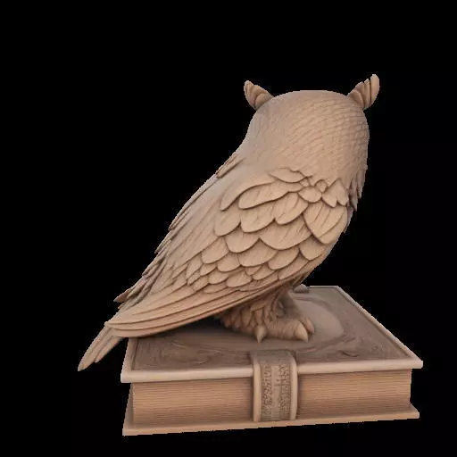 Wise Owl on Ancient Book 3D print model_29