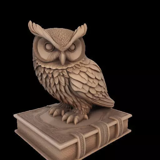 Wise Owl on Ancient Book 3D print model_20