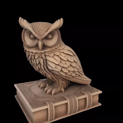 Wise Owl on Ancient Book 3D print model_19