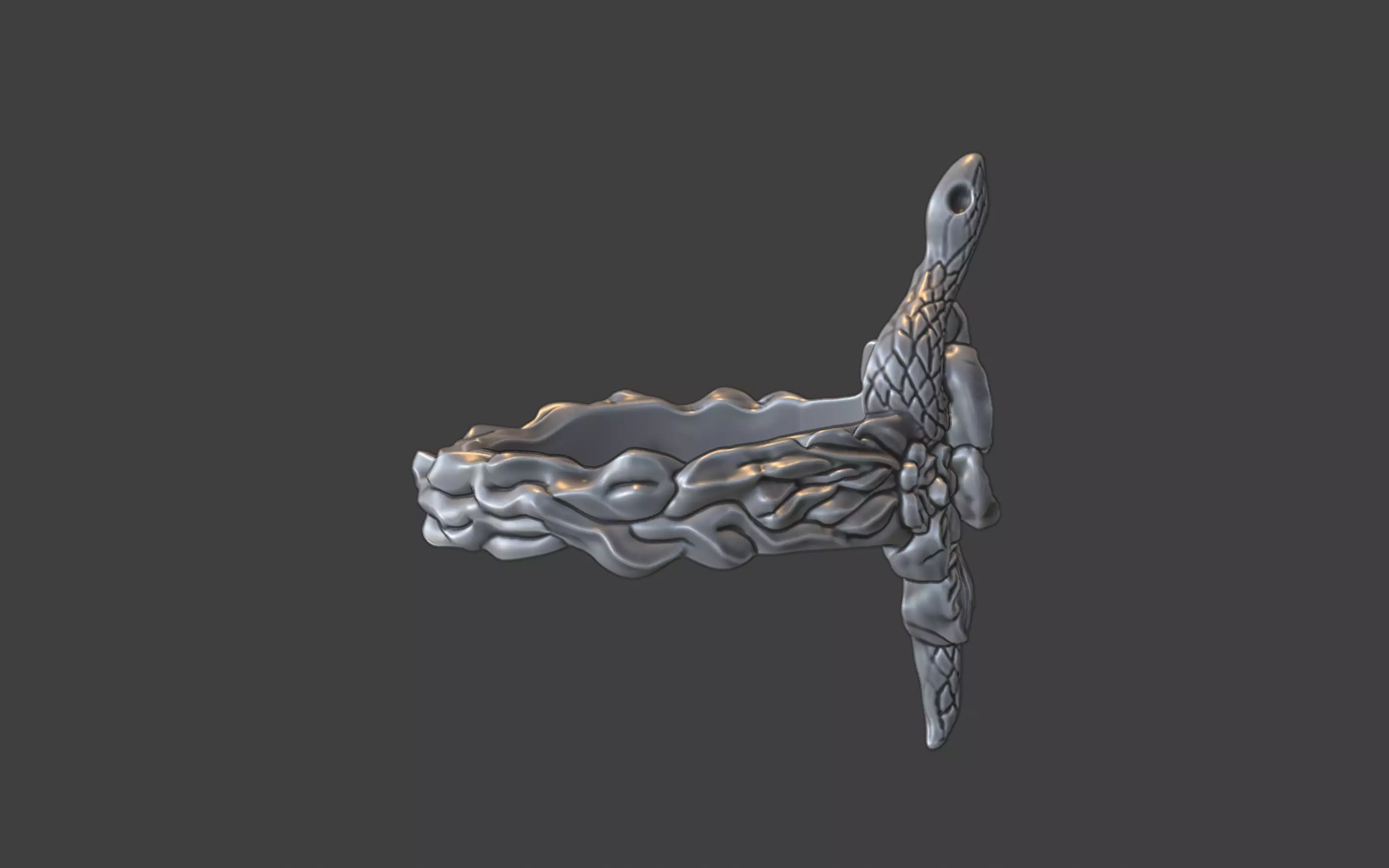 snake and flower ring v2 3D print model_19